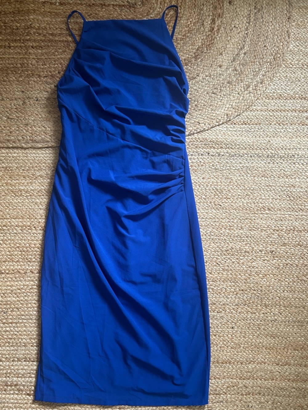Royal Blue Ruched Midi Dress